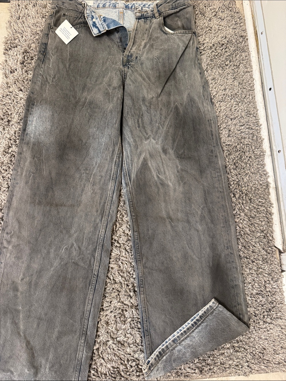 Zara acne studios type Men's Gray Washed Jeans - Classic Straight Fit